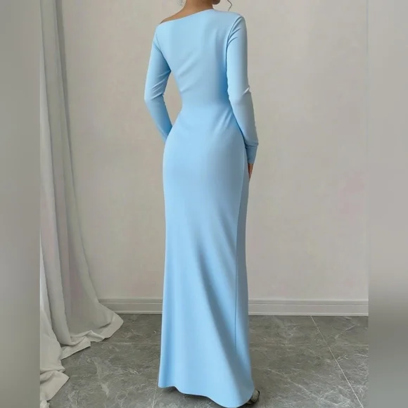 Neriah One-Shoulder Maxi Dress - Sky Blue - Picture 5 of 8